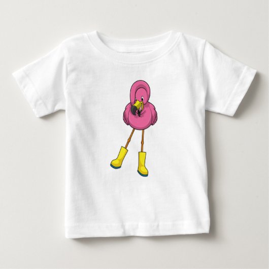 Flamingo bij regenen met rubberlaarzen (Voorkant)