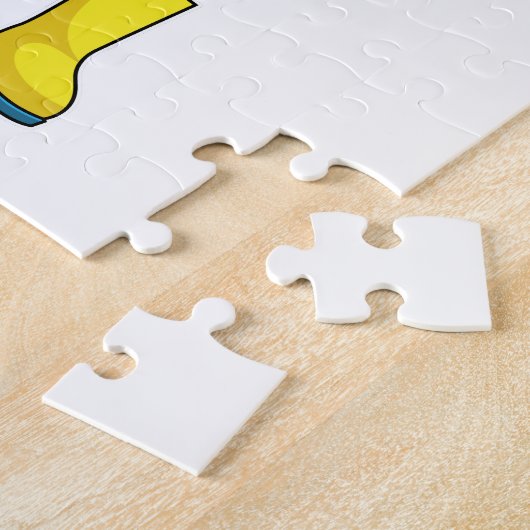 Flamingo bij regenen met rubberlaarzen legpuzzel (Zijkant)