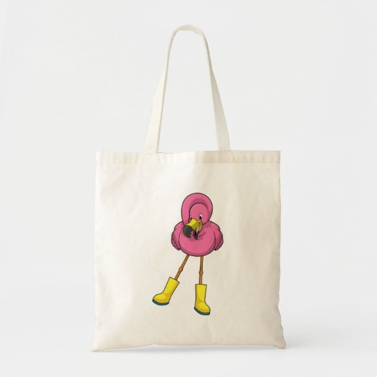 Flamingo bij regenen met rubberlaarzen tote bag (Voorkant)