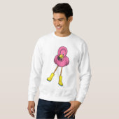 Flamingo bij regenen met rubberlaarzen trui (Voorkant volledig)