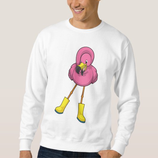 Flamingo bij regenen met rubberlaarzen trui (Voorkant)