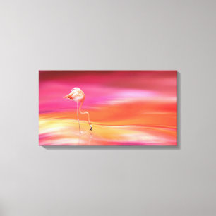 Flamingo bij Sunset Canvas Afdruk