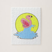 Flamingo bij Surfing op Water Legpuzzel (Verticaal)