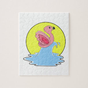 Flamingo bij Surfing op Water Legpuzzel