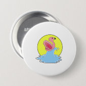 Flamingo bij Surfing op Water Ronde Button 7,6 Cm (Voorkant /achterkant)