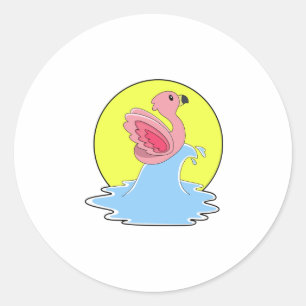 Flamingo bij Surfing op Water Ronde Sticker