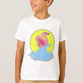 Flamingo bij Surfing op Water T-shirt (Voorkant)