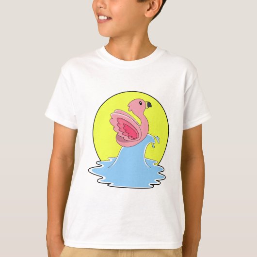 Flamingo bij Surfing op Water T-shirt (Voorkant)