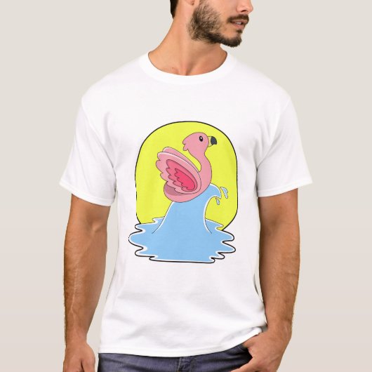 Flamingo bij Surfing op Water T-shirt (Voorkant)