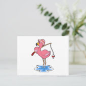 Flamingo bij vissen met hengel briefkaart (Staand voorkant)