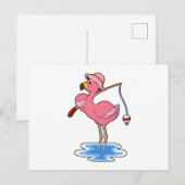 Flamingo bij vissen met hengel briefkaart (Voorkant / Achterkant)