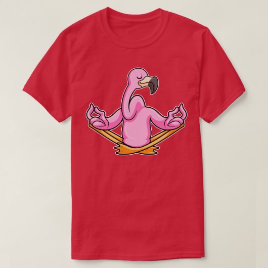 Flamingo bij Yoga in Crosslegged T-shirt (Design voorkant)