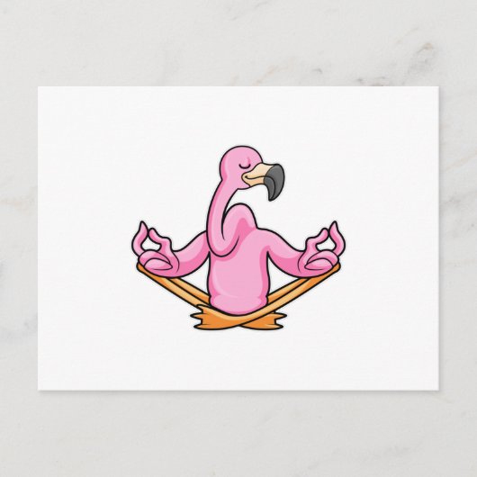 Flamingo bij yoga in kleermakerszit briefkaart (Voorkant)