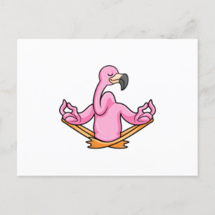 Flamingo bij Yoga in kruispoten Briefkaart