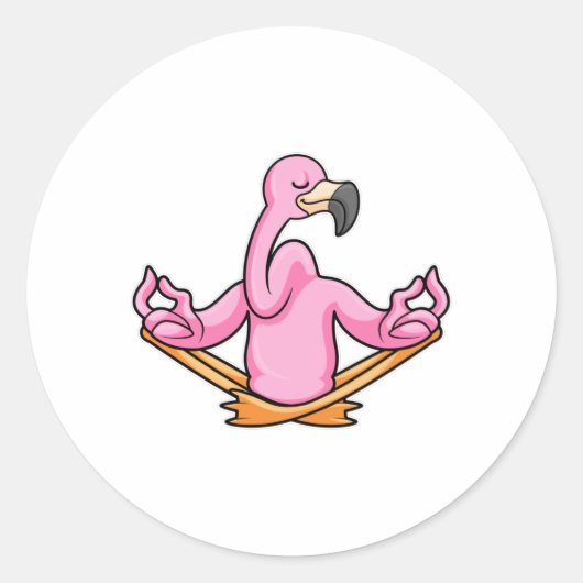 Flamingo bij Yoga in kruispoten Ronde Sticker (Voorkant)