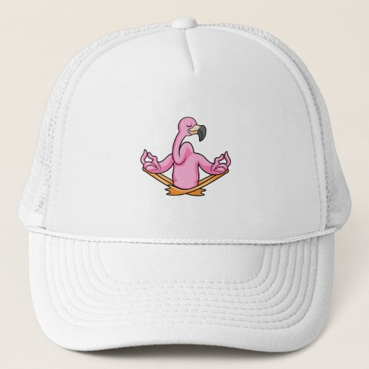 Flamingo bij Yoga in kruispoten Trucker Pet (Voorkant)