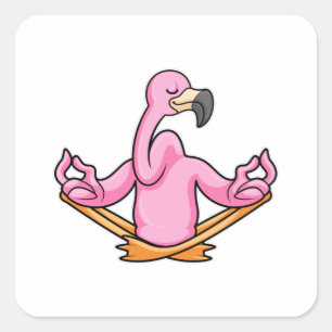 Flamingo bij Yoga in kruispoten Vierkante Sticker
