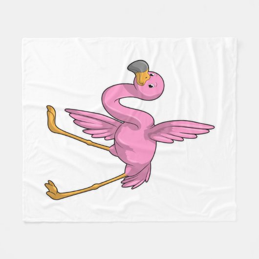 Flamingo bij Yoga Stretching Fleece Deken (Voorkant (Horizontaal))
