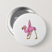 Flamingo bij Yoga Stretching Ronde Button 7,6 Cm (Voorkant /achterkant)