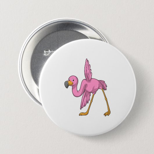 Flamingo bij Yoga Stretching Ronde Button 7,6 Cm (Voorkant /achterkant)