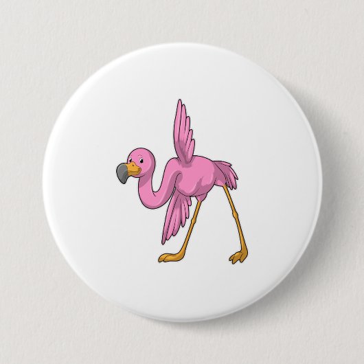 Flamingo bij Yoga Stretching Ronde Button 7,6 Cm (Voorkant)