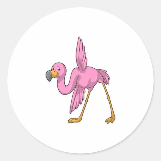 Flamingo bij Yoga Stretching Ronde Sticker (Voorkant)