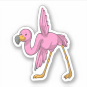 Flamingo bij Yoga Stretching Sticker (Voorkant)