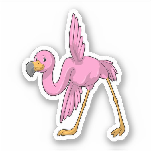 Flamingo bij Yoga Stretching Sticker (Voorkant)