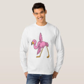 Flamingo bij Yoga Stretching T-shirt (Voorkant volledig)