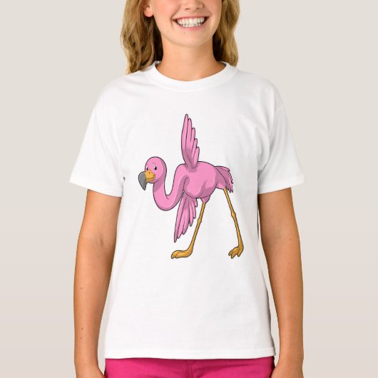 Flamingo bij Yoga Stretching T-shirt (Voorkant)