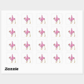 Flamingo bij Yoga Stretching Vierkante Sticker (Vel)