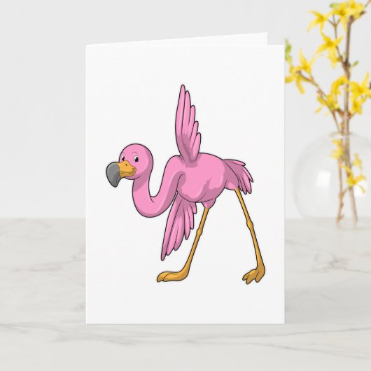 Flamingo bij yogarekoefening kaart (Gele Bloem)