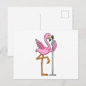Flamingo bij Zingen met Microfoon Briefkaart (Voorkant / Achterkant)