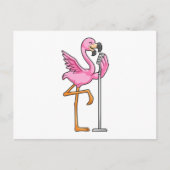 Flamingo bij Zingen met Microfoon Briefkaart (Voorkant)