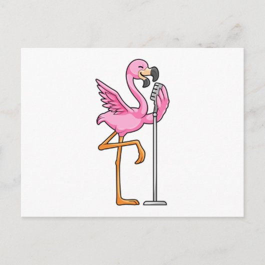 Flamingo bij Zingen met Microfoon Briefkaart (Voorkant)
