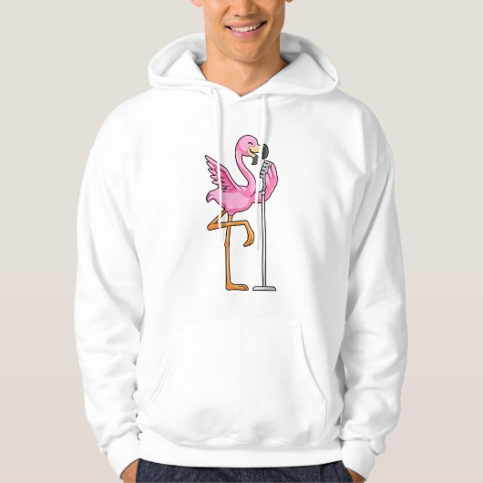 Flamingo bij Zingen met Microfoon Hoodie (Voorkant)