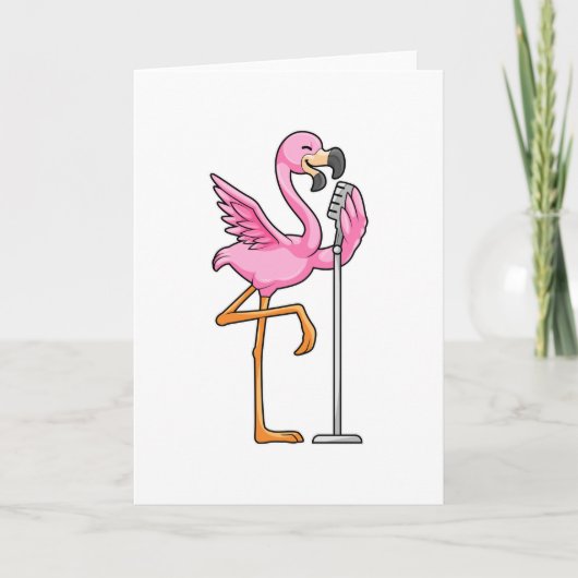 Flamingo bij zingen met microfoon kaart (Voorkant)