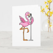 Flamingo bij zingen met microfoon kaart (Gele Bloem)