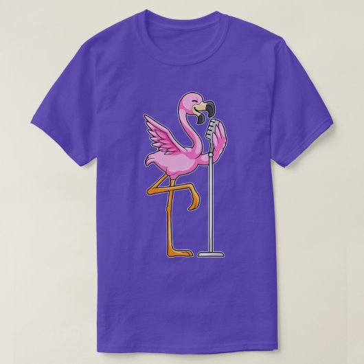 Flamingo bij Zingen met Microfoon T-shirt (Design voorkant)