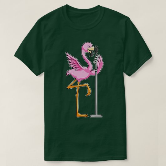 Flamingo bij Zingen met Microfoon T-shirt (Design voorkant)
