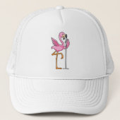 Flamingo bij Zingen met Microfoon Trucker Pet (Voorkant)