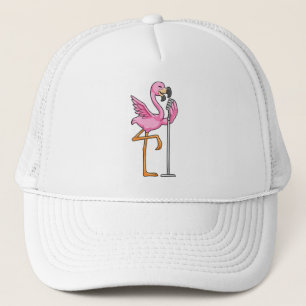 Flamingo bij Zingen met Microfoon Trucker Pet