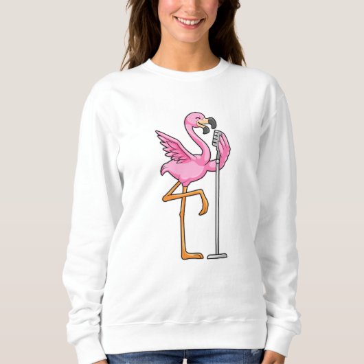 Flamingo bij Zingen met Microfoon Trui (Voorkant)