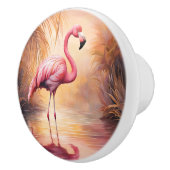 Flamingo bij Zonsondergang Keramische Knop (Rechts)