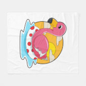 Flamingo bij zwemmen met Lifebuoy Fleece Deken (Voorkant (Horizontaal))