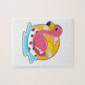 Flamingo bij zwemmen met Lifebuoy Legpuzzel (Horizontaal)