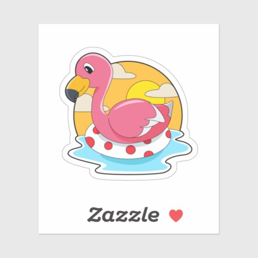 Flamingo bij zwemmen met Lifebuoy Sticker (Vel)