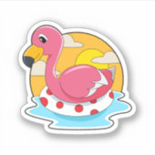 Flamingo bij zwemmen met Lifebuoy Sticker (Voorkant)