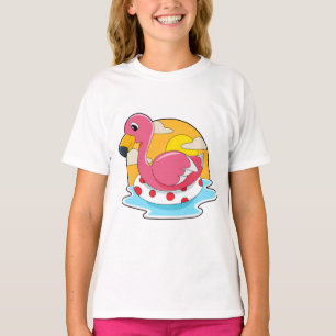 Flamingo bij zwemmen met Lifebuoy T-shirt