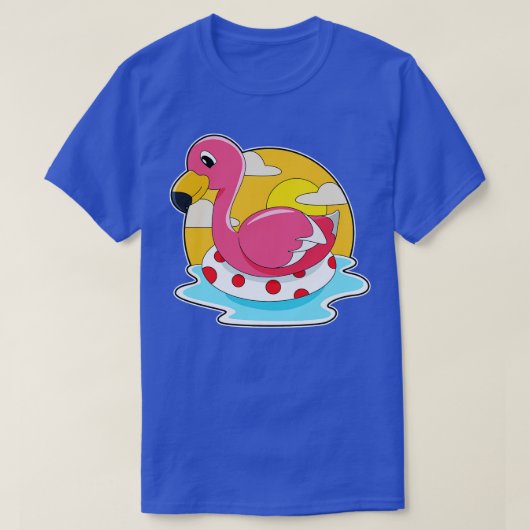 Flamingo bij zwemmen met Lifebuoy T-shirt (Design voorkant)